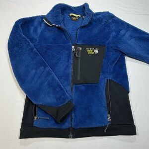 Mountain Hardwear Monkey Man Blue Fleece Jacket with Black Panels Mens M